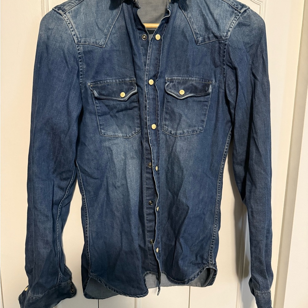 The Kooples Dark Blue Denim Shirt Jacket